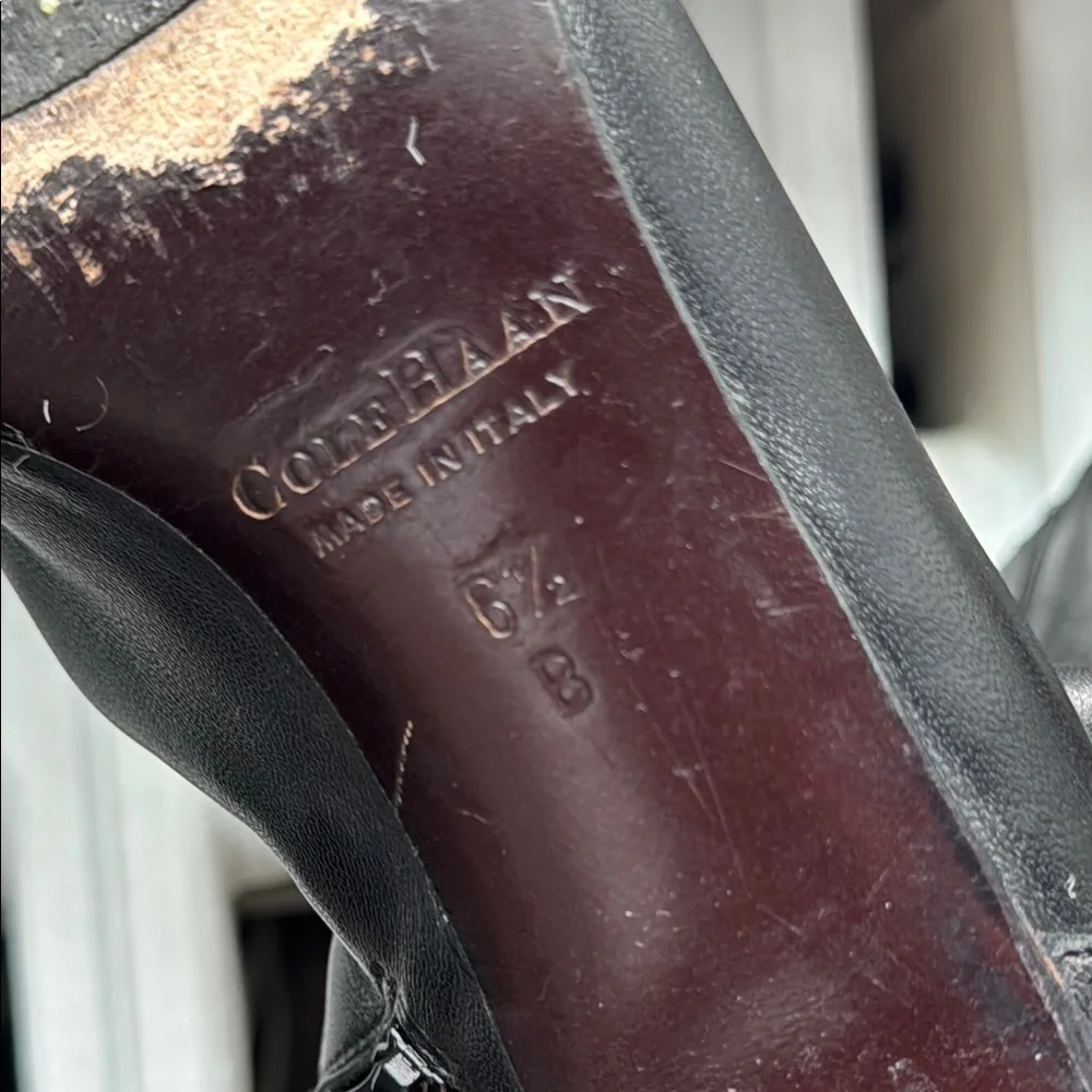 Cole Haan Vintage Leather Black Heeled Mid-Calf Boots Made in Italy - Picture 14 of 15